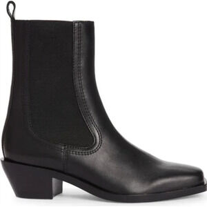 Nordstrom Clemens Suede Chelsea Boots 8.5 Black NWOT Western Heel Capsule